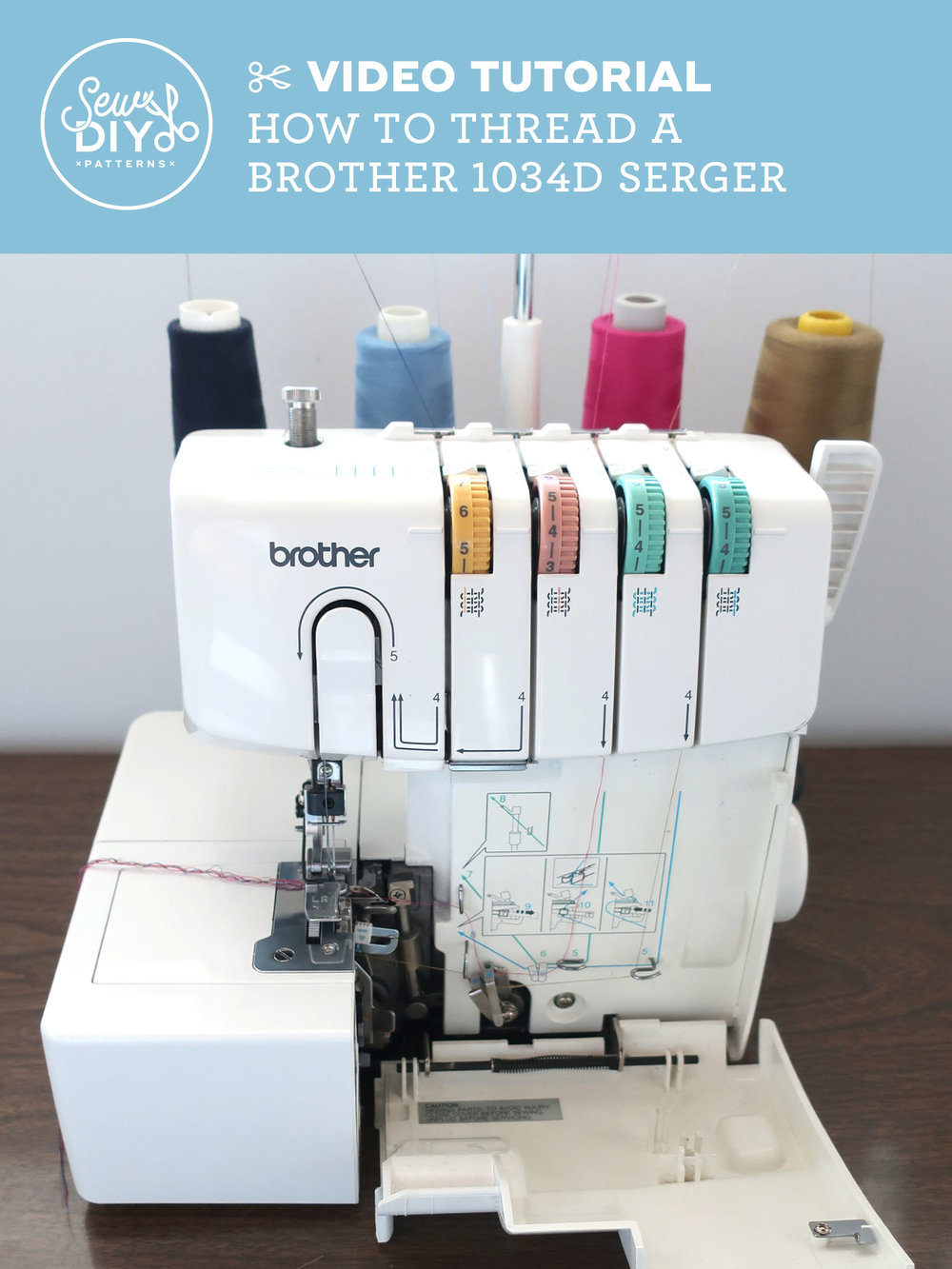 VIDEO How to Thread a Brother 1034D Serger, Sew DIY
