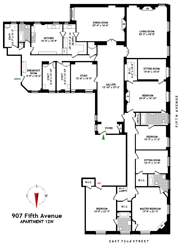 907 Fifth Avenue Floor plans — Empty Mansions, the No. 1