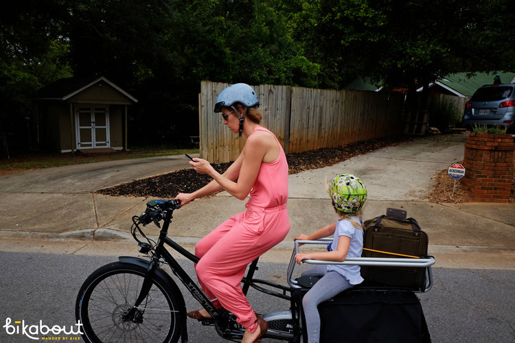 Using an Xtracycle to sightsee hilly Atlanta, haul luggage and our daughter and get photography for Bikabout’s travel guide #ebikesarecheating