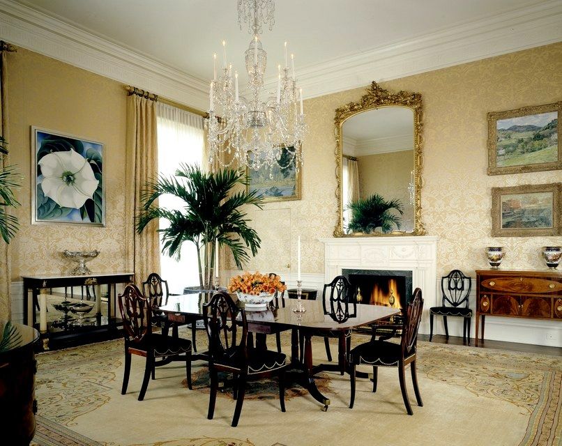 The Bush Family dining room - furnishings look like a mix of Chippendale, Sheraton and Empire pieces