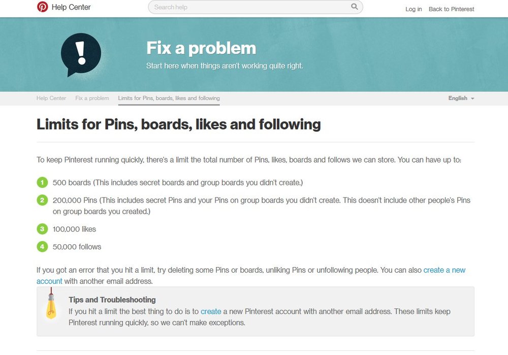 Pinterest Limits On Pins Boards Likes And Following Counts Source