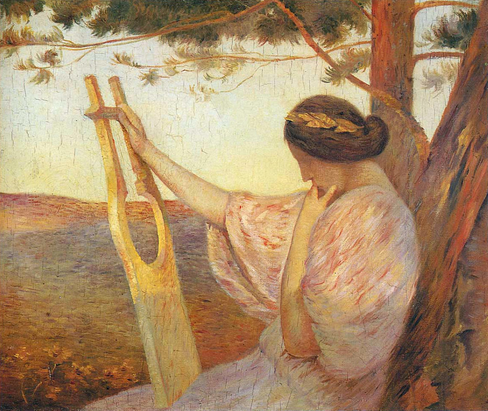 Henri Martin, Lady with a Lyre by Pine Trees, 1890, Location unknown