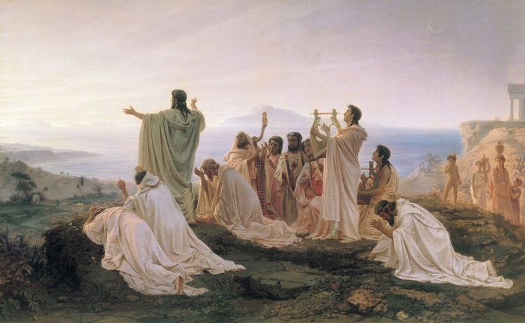 Fyodor Bronnikov, Pythagoreans celebrate sunrise (Pythagoreans' Hymns to the Rising Sun), 1869, Tretyakov State Gallery