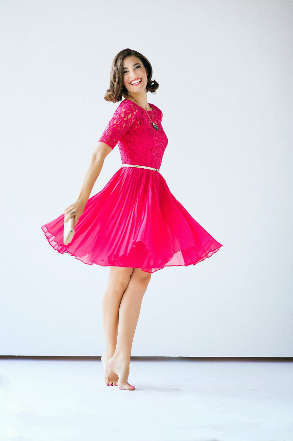 pink dress editorial holiday ootd gift guide