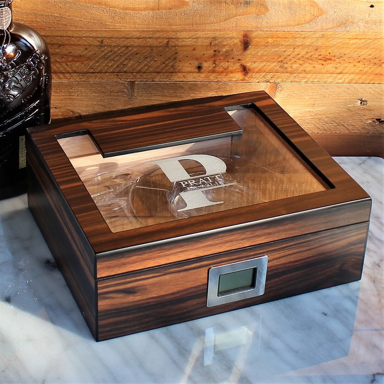 Aidan Glass Top Humidor Gift Set With Cutter And Ashtray Groomsmen For Men Birthday Gifts Him Dad Dsv