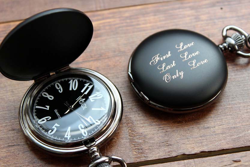 Personalized Pocket Watch Black Matte And White Dial Groomsmen Gift For Him Birthday End Father S Day 011 The Best Man