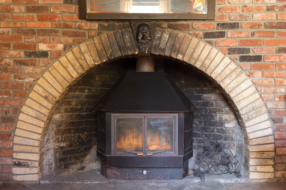 One of the Earth house's fireplaces.