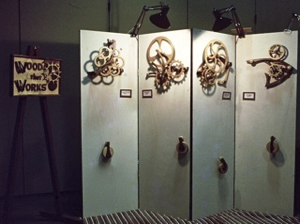 Booth display of kinetic artist David C. Roy at Northeast Craft Fair, Rhinebeck