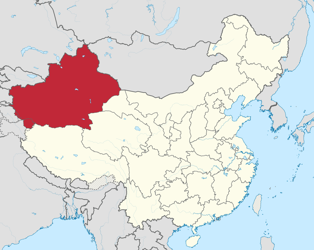 Xinjang Highlighted In Red