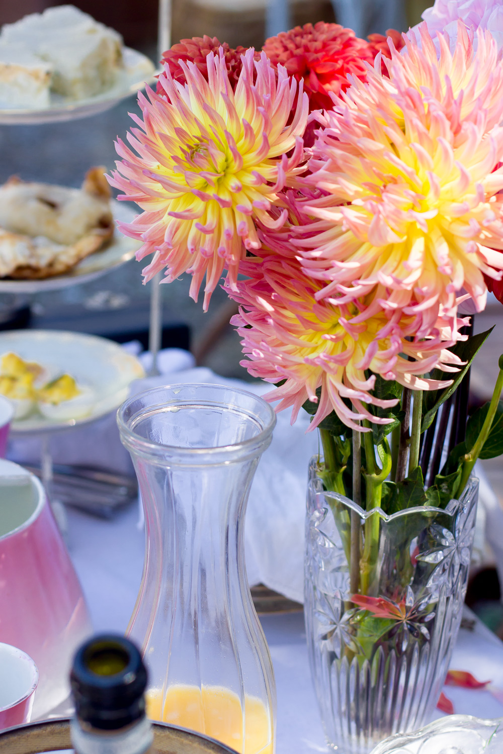 Dahlias and champagne.