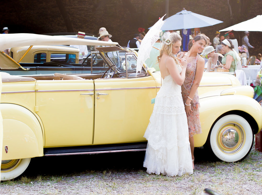 Posing with the vintage cars at the Gatsby Summer Afternoon. All photos by me, Melissa Davies.