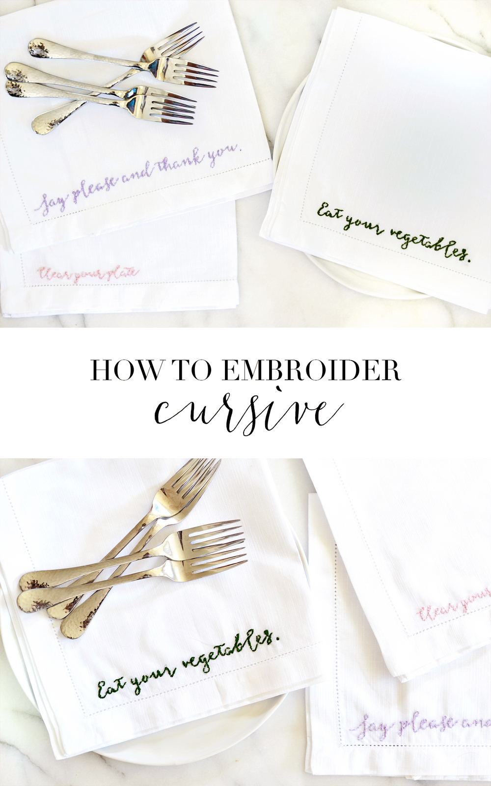 Techniques for embroidering cursive & fonts from boxwoodavenue.com