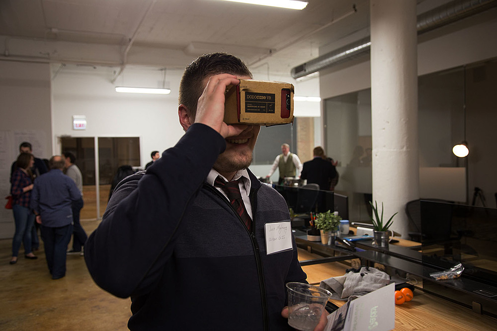  Josh Maglasang of Urban GIS takes Google Cardboard for a test drive. 