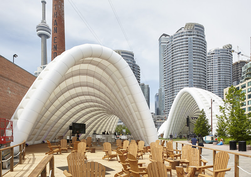 Twist, slope and turn: To celebrate this summer's 2015 Toronto Pan Am / Parapan Am Games, the province created Ontario’s Celebration Zone at Toronto’s Harbourfront Centre. Hariri Pontarini Architects, along with Thornton Tomasetti, Blackwell Structural Engineers and fabricator Tectoniks, all helped to develop the wild model.