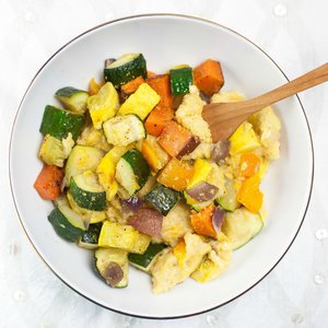 Cheesy Polenta with Roasted Vegetables