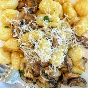 Vegan Buttered Gnocchi with Mushrooms and Fresh Herbs
