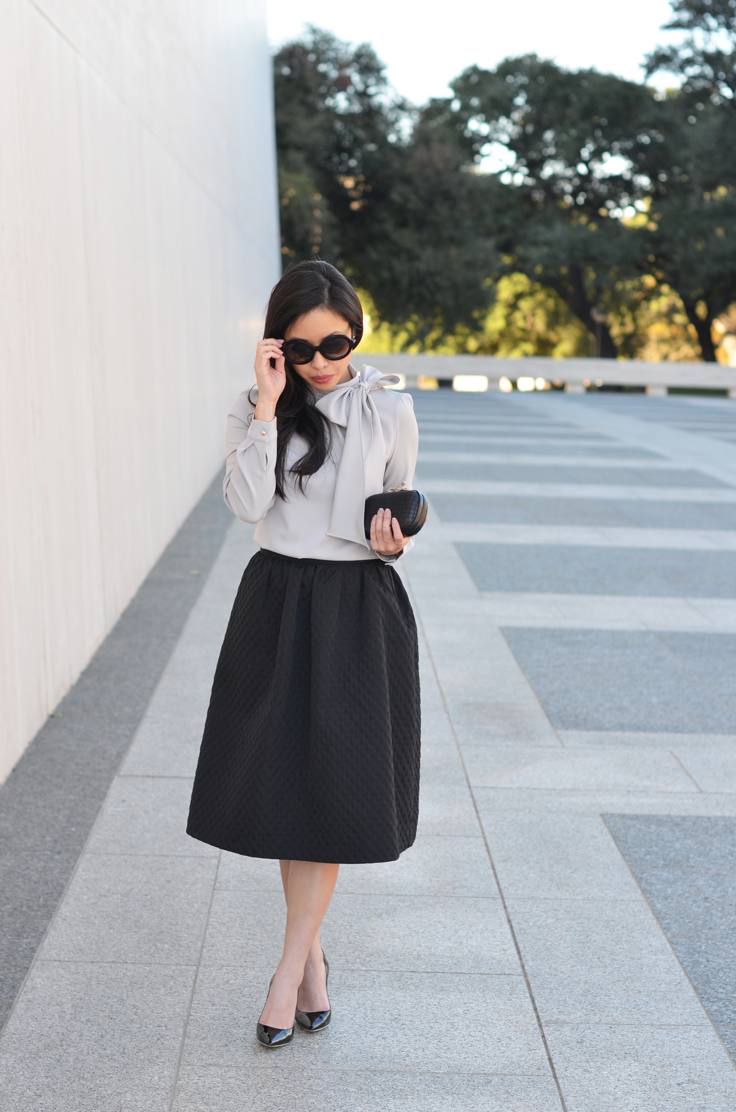 the bow blouse & midi skirt — janna doan