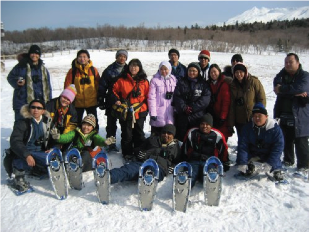  Fieldwork In Hokkaido in the snow is fun. Esther is squatting, second from left. 
