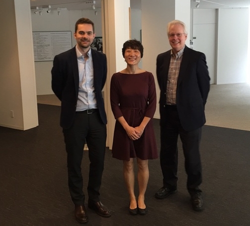 L-R: Paul Hastings, Anne E. Ofstedal Fellow Mei Li and Sam Shepherd during a visit to ICU in June of this year.
