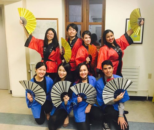 Machi with other Japanese Club members who danced the "Yosakoi"