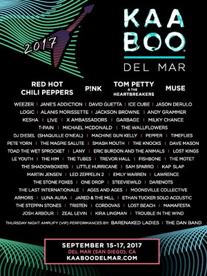 KAABOO Announces Red Hot Chili Peppers, P!nk, Tom Petty and the Heartbreakers, Muse And More For 2017 Lineup