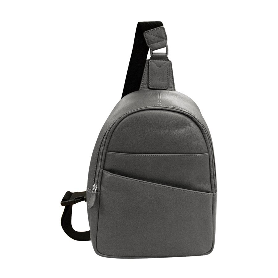 Gray Sling Leather Backpack — MUSEUM OUTLETS