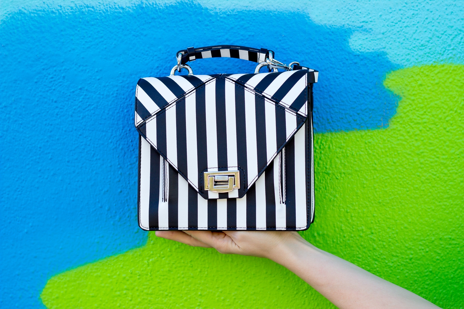 Zara striped satchel on Belle Meets World blog