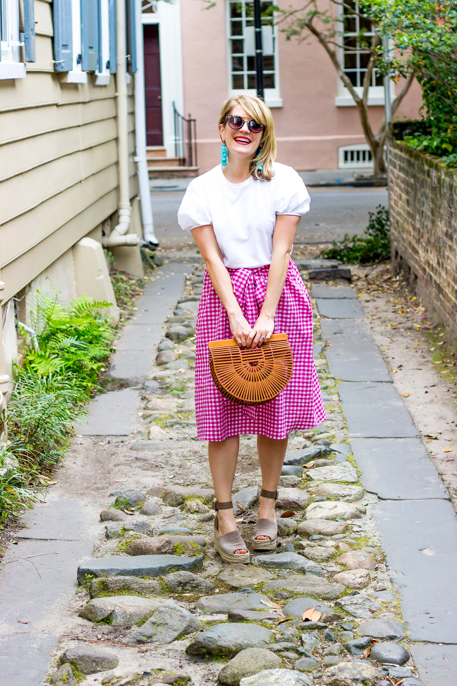 Gingham skirt and Charleston adventures on Belle Meets World blog