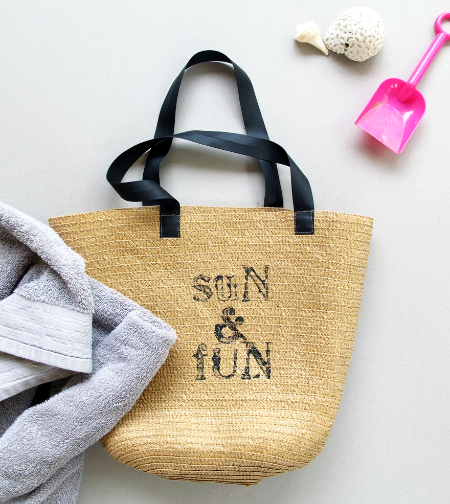 easy stamped beach bag DIY — Tag & Tibby