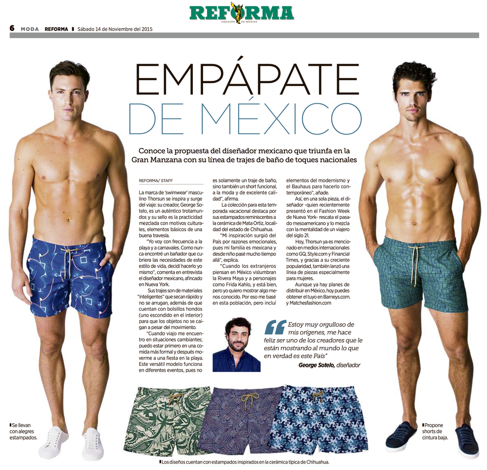   Reforma, Diario Reforma, Mexico, Noviembre  &nbsp;2015, Trajes de Baño,&nbsp;Swim, Thorsun, Thorsun Swim  