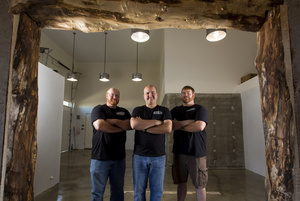  From left; Alex Anastoff, John LeGassie,&nbsp;and TJ Hansen of Fore River Brewing Company in South Portland.&nbsp; Photo courtesy Portland Press Herald.  