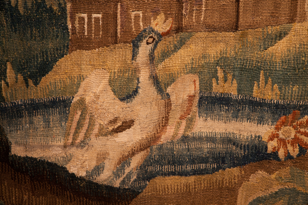 Detail of a 17th c verdure tapestry