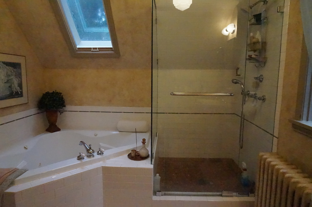 And time for the huge jetted tub and glass shower enclosure to go!