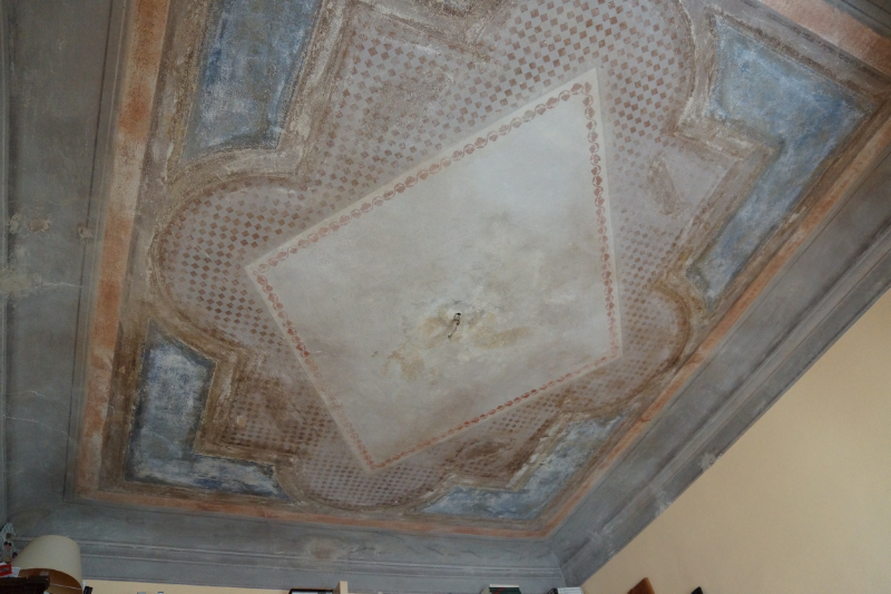 A frescoed ceiling at Laura's