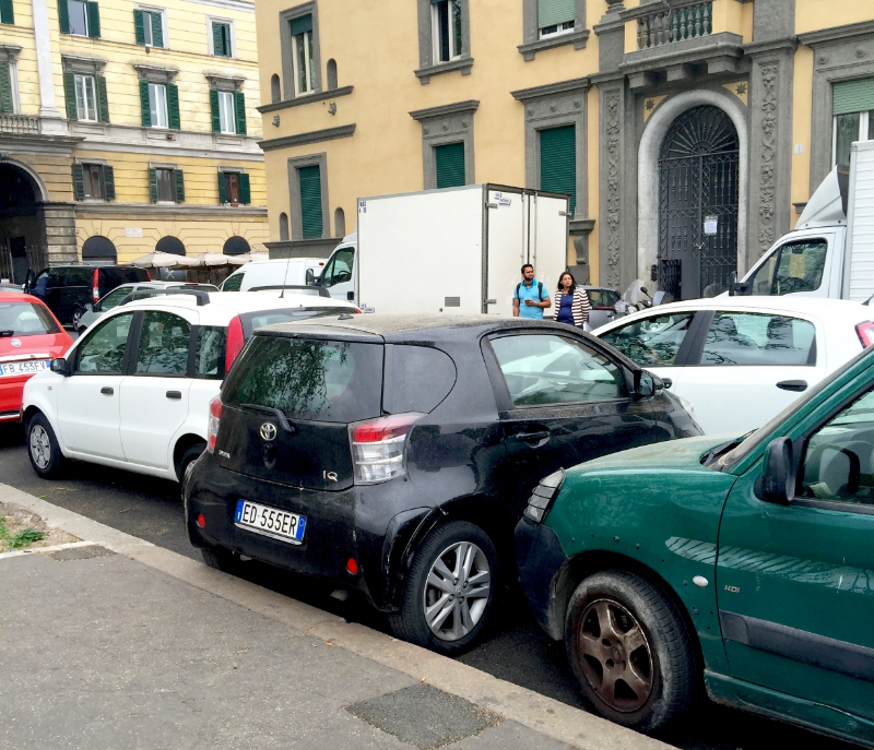 Creative parking in Rome!  Ha!