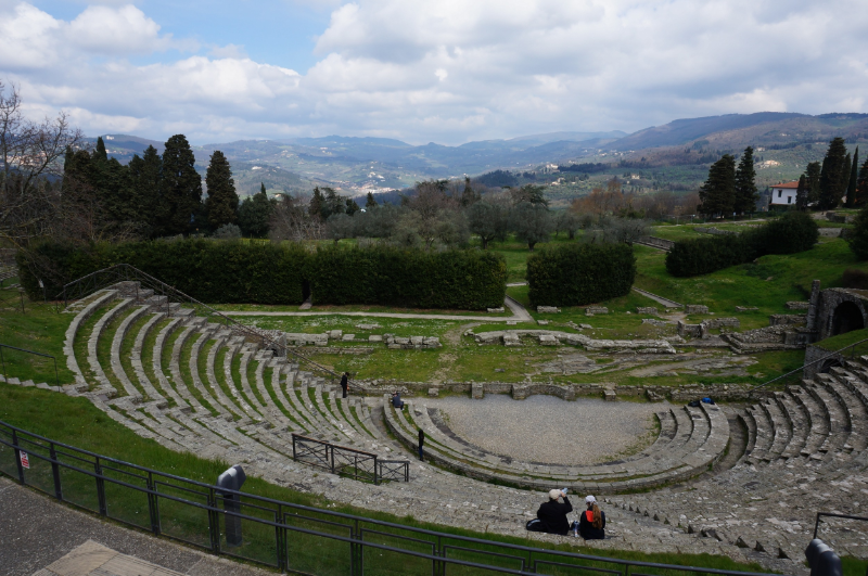 One Sunday, on a whim, we jumped a city bus and climbed the hill north of Florence to Fiesole.  This is what's left of a Roman amphitheater.