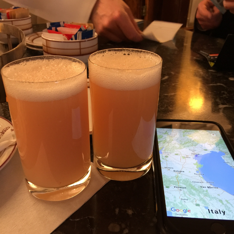 Of course, while in Venice, we HAD to have a real Bellini at Harry's Bar.  The room was startlingly small and unpretentious - and the glasses were surprising - but it was an experience.
