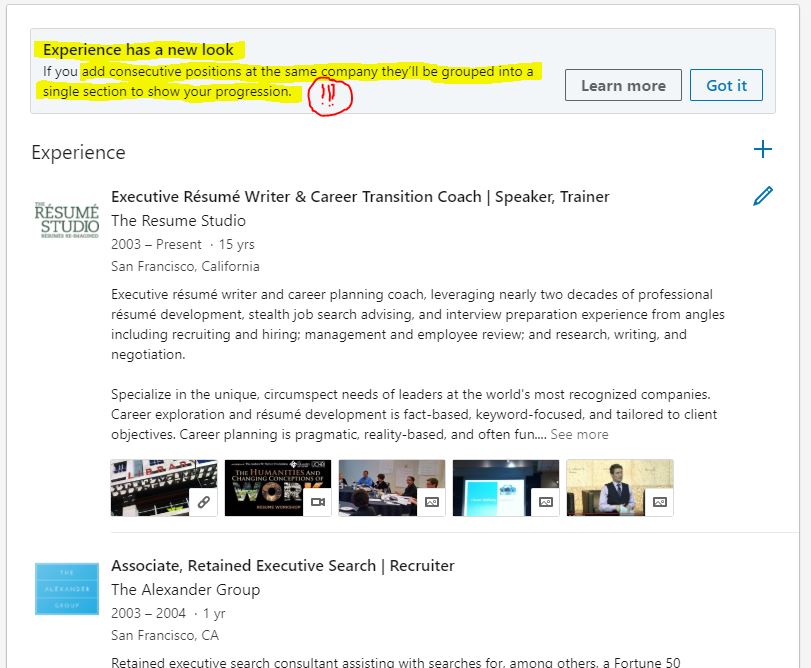 Linkedin S Experience Section Has A New Look Multiple Job Titles At