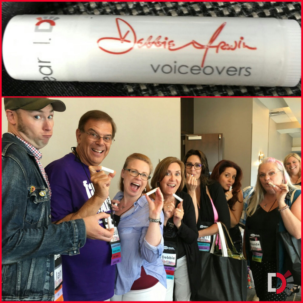   Faffcon Friends taking time out to apply a little Debbie Irwin Voiceovers chap stick!   Want one? Drop me a line!&nbsp;  