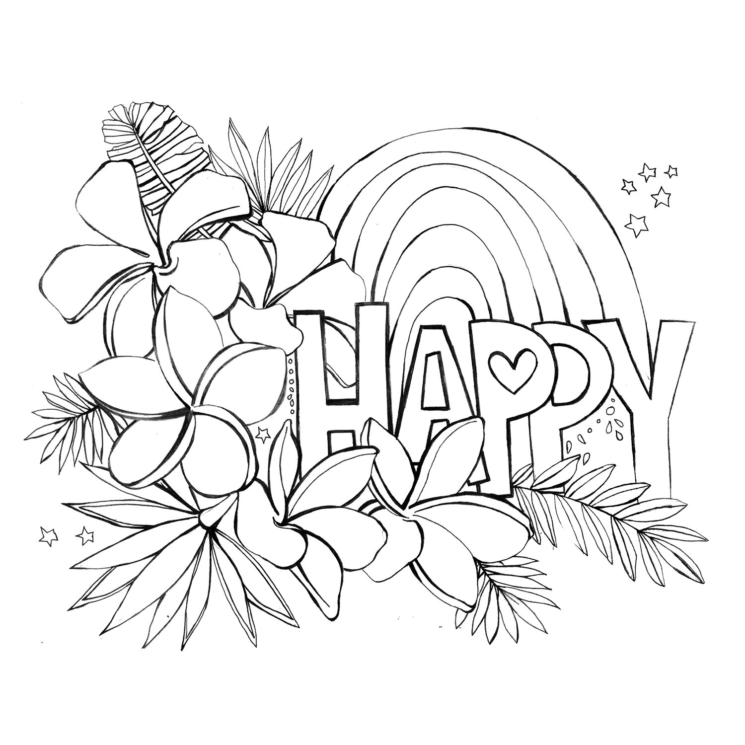 Free HAPPY Coloring Page — Lauren Roth Art