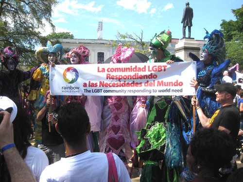 Rainbow World Fund banner at the LGBTQ Pride Celebration in Matanzas, Cuba (2016)