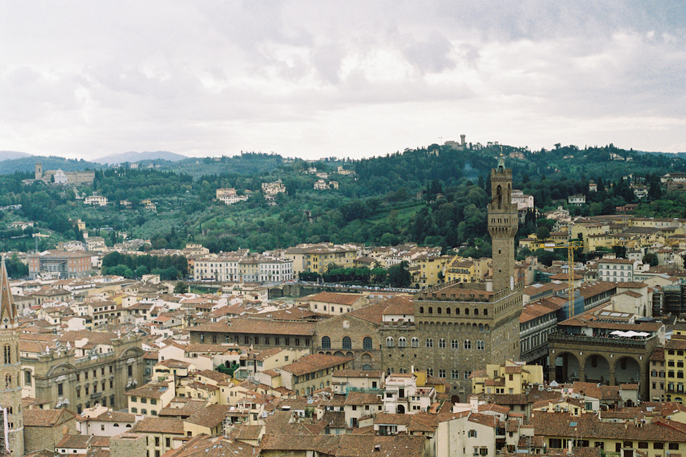 Florence city skyline from top of Duomo
