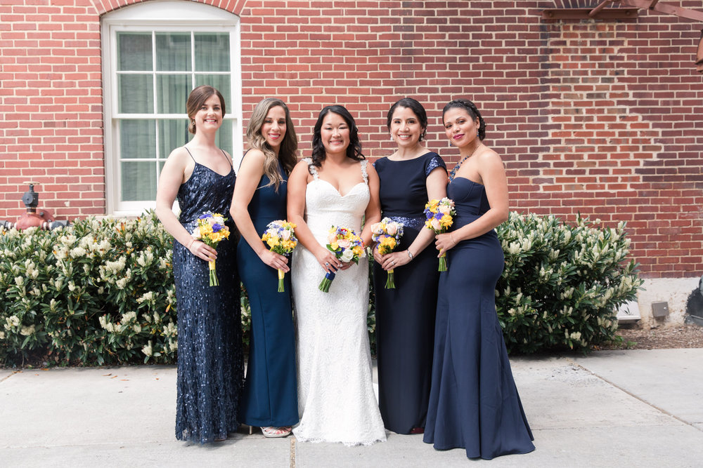 Navy bridesmaid dresses - A Classic George Washington Hotel Wedding - Photography by Marirosa