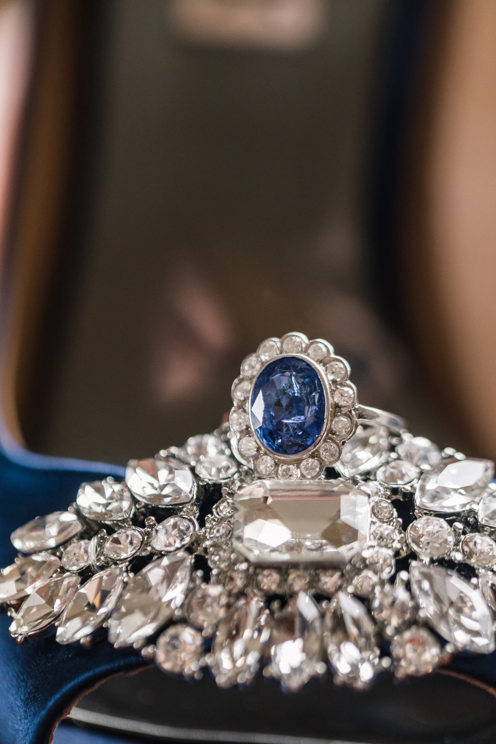 Blue Halo Engagement Ring - A Classic George Washington Hotel Wedding - Photography by Marirosa