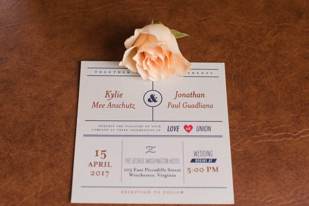 Unique Postcard Style Wedding Invitation - A Classic George Washington Hotel Wedding - Photography by Marirosa