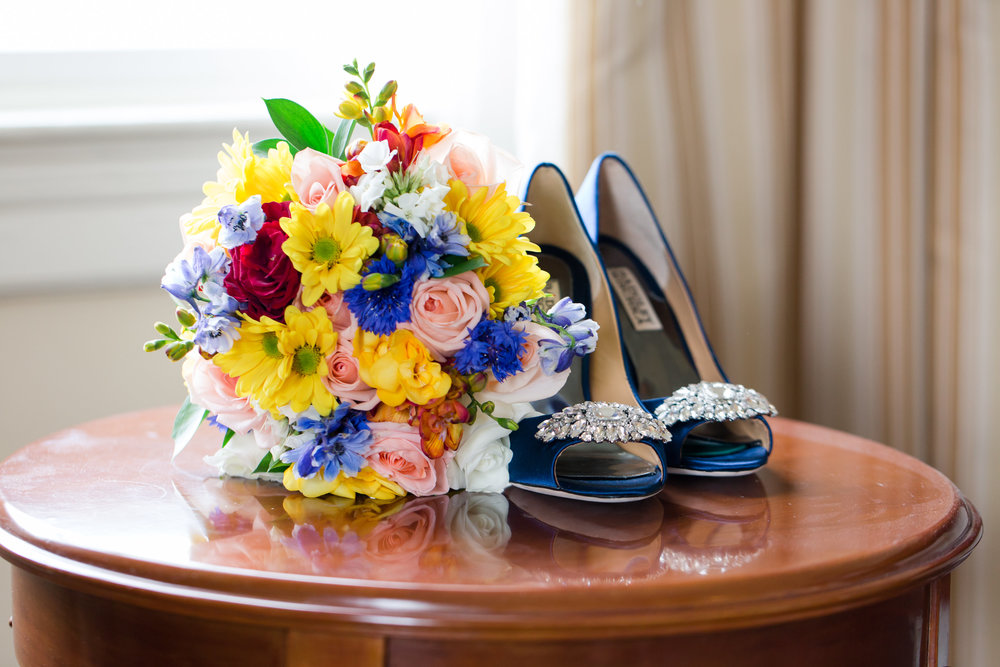 Blue Wedding Bridal Heels - A Classic George Washington Hotel Wedding - Photography by Marirosa