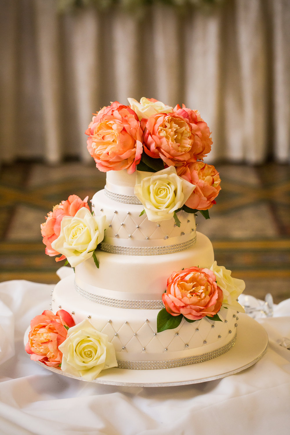 Peach and White Wedding Cake - A Curzon Hall Wedding - T-One Photography
