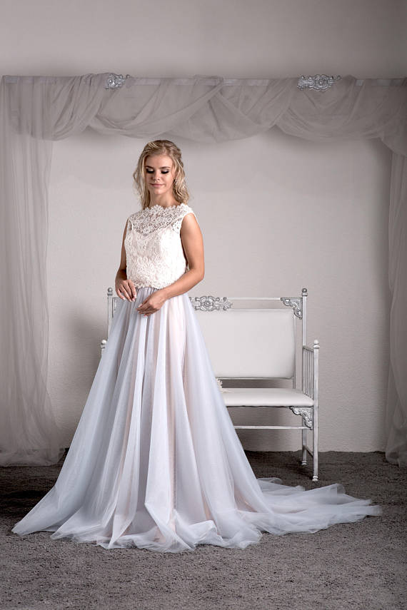 Affordable Bridal Separates - Wedding Dress Crop Top and Tulle Skirt
