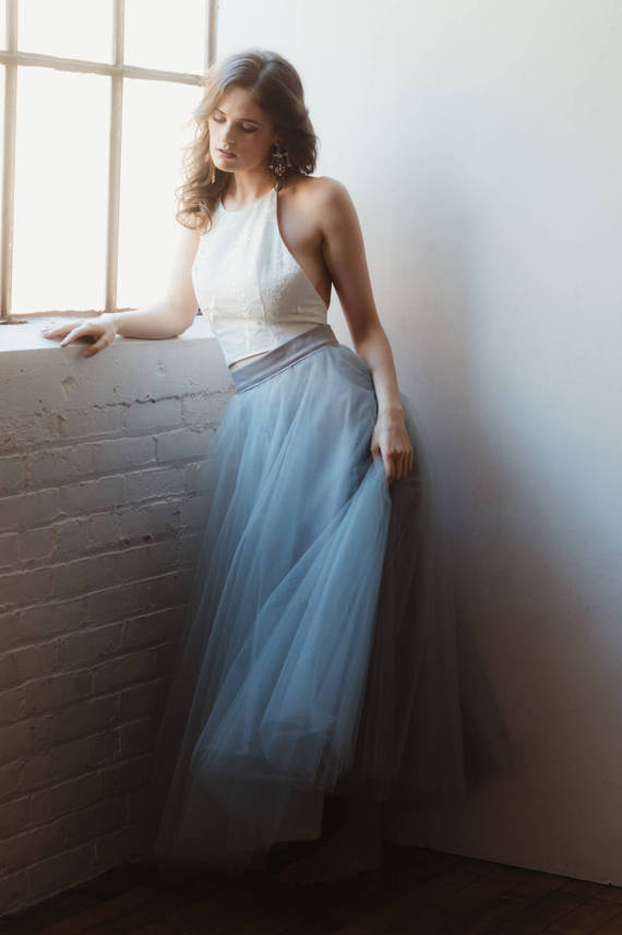 Affordable Bridal Separates - Wedding Dress Crop Top and Tulle Skirt