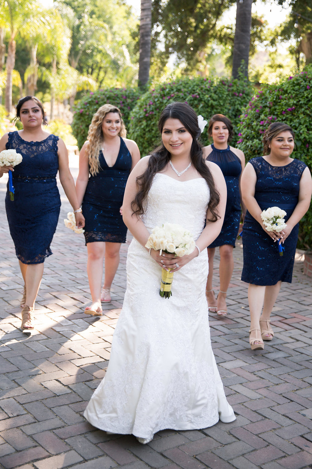 Navy Blue Bridesmaid Dresses - A Blue + Gold Rancho El Toro Courtyard Wedding - Oana Foto